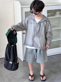 2024 Summer New Children's Sun Protection Coat Korean Style Thin Hooded Sun Protection Coat for Boys and Girls
