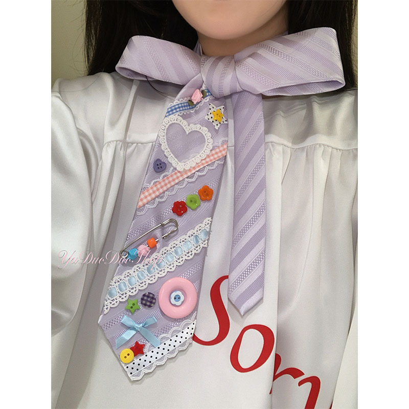 Original Handmade Remake Long Strip Hand-Tied Tie for Women, Multifunctional Belt, Dopamine Button Scarf Accessory