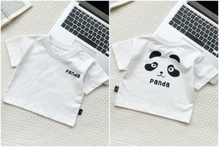 Rs Baby Baby с короткими рукавами Летние мужские и женские хлопчатобумажные топы с принтом Panda милая футболка нижняя рубашка прилив