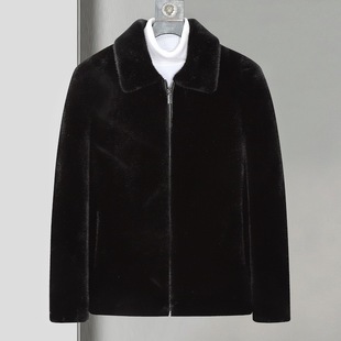 Mink Fur Coat Men's Lapel Mink Leather Coat Winter Hooded Youth Carving Coat Imitation Mink Fur Gold Mink Fur Coat