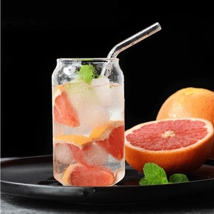 Manufacturer Customized Can-Shaped Beverage Fruit Tea Cup Creative Cola Single-Layer Cup Heat-Resistant Transparent Glass Cup