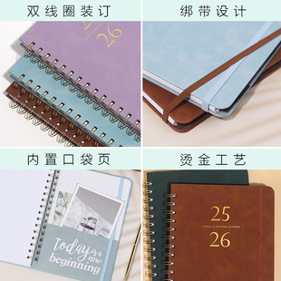 Foreign trade week plan book A5 notebook diary book calendar book leather notebook coil book self-discipline card book