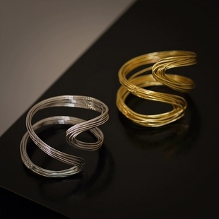 European and American Style Multi-layer Winding Metal Coil Bracelet Female Niche Design Advanced Sense Bracelet Fashion Trendy Arm Ring for Men