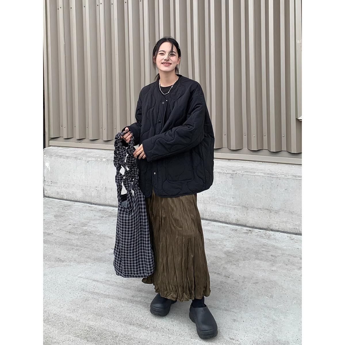 2710 #   Sixi Retro Gourd Pattern Quilted Cotton Jacket Silhouette Light Casual Collarless Cotton Jacket