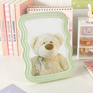 Wave makeup mirror desktop student dressing mirror with bracket foldable hanging single-sided mirror bedroom vertical folding mirror