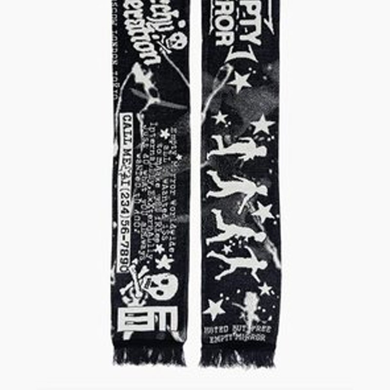 Diablo Skull Alphabet Cartoon Jacquard Double-Sided Scarf Autumn and Winter Gothic Harajuku Clothing Accessories Shawl