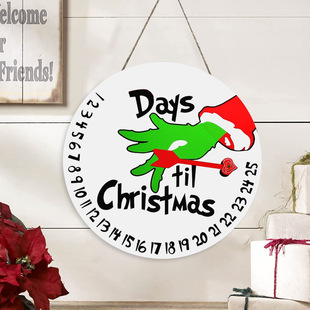 Cross-border Independent Station Christmas Grinch Countdown Wooden Door Decorations Door Decorations