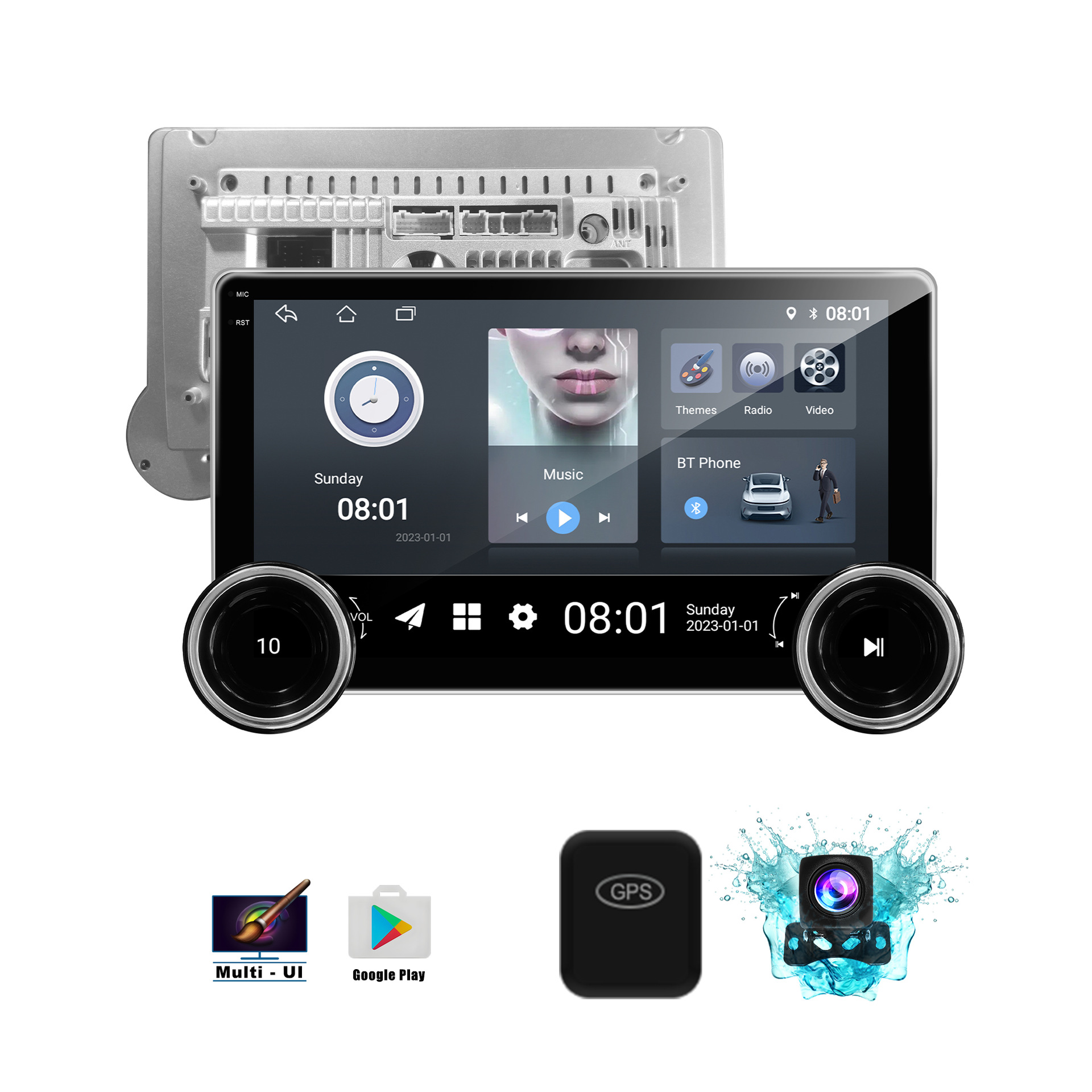 10.1 dyuymli ikki buton mashina navigatsiyasi MP5 simsiz Carplay Android