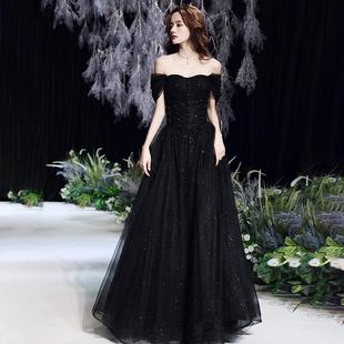 Black Evening Dress Dress French 2023 New Slimming Women's Vocal Art Examination Summer Annual Meeting Performance Costume Princess at large