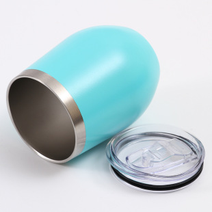 Cross-border 304 Stainless Steel 12ozU Egg Cup Simple Solid Color Double-layer Vacuum Thermos Cup Household Accompanyable Red Wine Cup