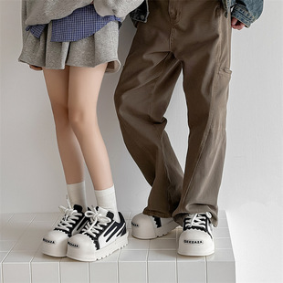 3702 Trendy Brand Mickey Big Head Shoes Men and Women's Niche Design Thick Sole Board Shoes Couple's National Trendy Ugly Cute Bread Shoes