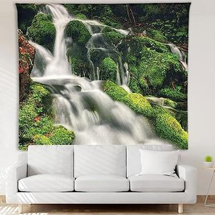 Cross-border a generation of waterfall mountain and forest creek tree tapestry natural landscape rainforest wall hanging bedroom living room dormitory