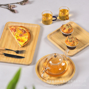 Wholesale Bamboo Tray Japanese Style Bamboo Tea Tray Fruit Tray Rectangular Tea Set Simple Household Fruit Tray Hotel Tableware Tray