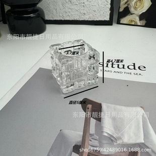 Ins Transparent Crystal Glass Ice Candle Holder European Retro Table Ornaments Romantic Candlelight Dinner Decoration