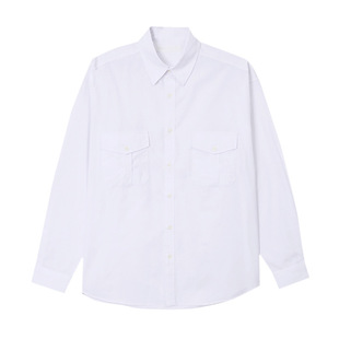 ASCLO Spring and Autumn New White Shirt Big Pocket Design Long Sleeve Fashionable High-end Sense Duffy Handsome Korean Shirt Men's