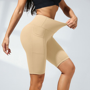 2025 New Five-point Pants High Elastic High Waist Tight Sexy Hip Side Pocket Breathable Comfortable Yoga Pants