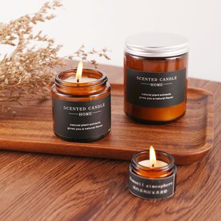 Manufacturers cross-border Europe and the United States brown glass aromatherapy gift box soybean candle wholesale gift companion gift home generation