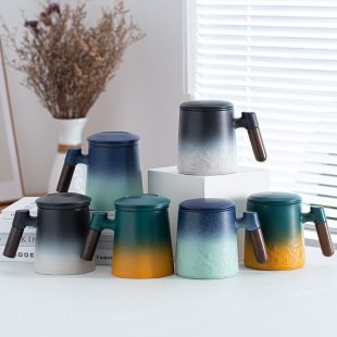 Gradient tea separation tea cup office Cup ceramic cup tea set hand gift office mug gift printed logo