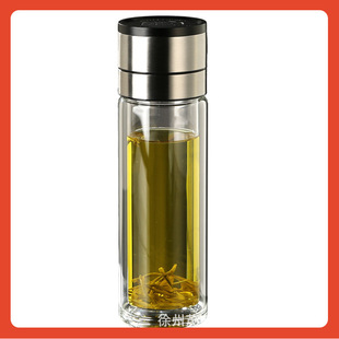 ✅Double-layer glass one-button open lid high borosilicate glass household water cup car tea separation cup quick open cup