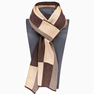 Men's Fashion Simple All-match Knitted Scarf Wool Warm Style Cold-proof Fashionable High-end Casual Korean Style