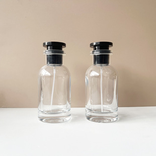 Спотовая поставка B100-50ml минималистская круглая бутылка с черной крышкой стеклянная парфюмерная портативная бутылка спрей плоская квадратная бутылка