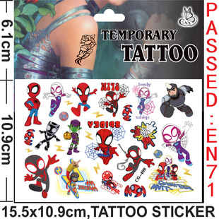 8 Spiderman And His Amazing Friends Cartoon Tattoo Sticker Children Water Transfer Disposable Tattoo Boy