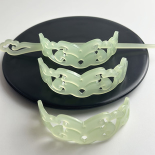 Imitation White Jade acetate hair crown semicircle hair ring clear cold feeling Hanfu hairpin headdress handmade diy production accessories material