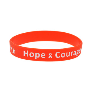 Hope Courage Faith Silicone Bracelet Cancer Ribbon Inspirational Wristband Ribbon Logo Bracelet