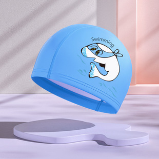 Children's Swimming Cap PU Waterproof Comfortable Head-free Swimming Cap for Boys and Girls Astronaut Cartoon Printable Custom LOGO