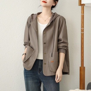 Fashion Simple Hooded PU Leather Women's 2025 Spring New Korean Loose All-match Western Style Jacket Cardigan Coat