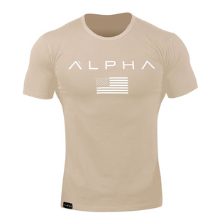 Muscle Summer Large Size Round Neck Sports T-shirt Men's Brothers Outdoor Leisure Short-sleeved Fitness Running Training Clothes Europe and America