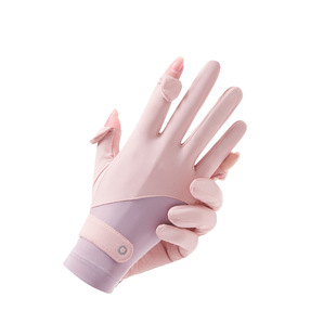 Sun protection gloves women's summer UV-proof breathable thin anti-slip open finger touch screen Ice Silk gloves for driving and cycling