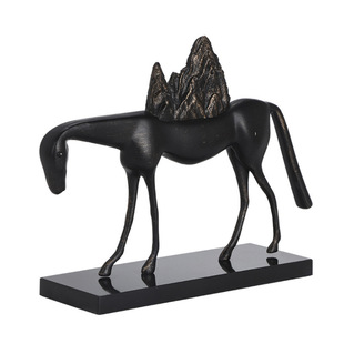 Modern Simple Black Horse Ornaments Office Study Bookcase Model Room Soft Decoration Home Accessible Luxury Decorative Crafts