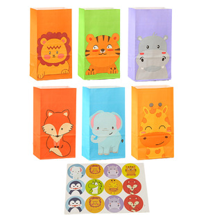 Card Animal Gift Bag Children's Birthday Party Candy Bag Snack Packaging Paper Bag Delivery Sticker Packaging Bag