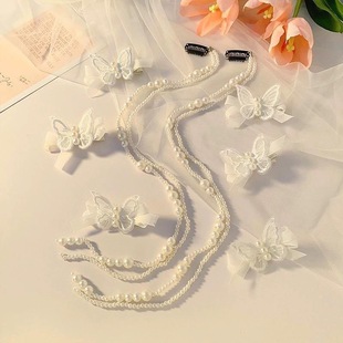 Yang Chaoyue same style children's Pearl braided hair clip hair band Girl Princess Super Fairy Butterfly headdress hair chain hair band Female
