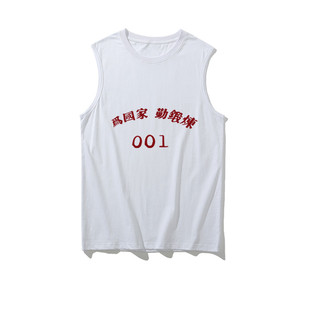 National fashion retro nostalgic 70 s and 80 s workout vest sleeveless vest T-shirt men's summer top
