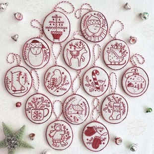 Cross-border New Jolly and Bright Handmade Embroidered Christmas Decorations Christmas Tree Pendant