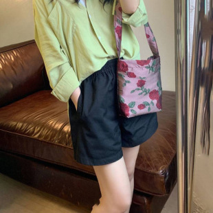 Korean Style Cotton Workwear Casual Shorts Women's 2024 Summer Thin Ins Trendy Loose Slimming Wide Leg Pants
