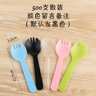 Disposable spoon individually packaged take-out meal spoon plastic cake dessert soup spoon fruit fish roasted grass long handle spoon