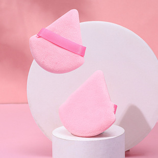 Flocking powder puff does not eat powder triangle fan makeup dry powder suede beauty makeup egg short velvet double-sided powder puff wholesale
