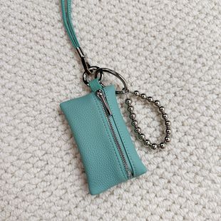 2025 new first layer cowhide mini lipstick coin purse minimalist fashion neck bag hook car key bag fashion