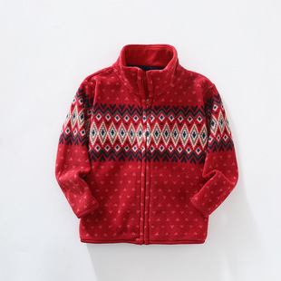 Social West Pine House Children's Fleece Coat Autumn and Winter Warm Jacket for Boys and Girls Fleece-lined Zipper Jacket
