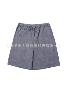 Hemp shorts men's hemp polyester woven micro elastic business casual straight summer shorts quarter pants BST002