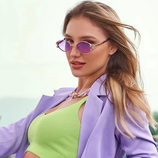 New fashion oval frame steampunk avant-garde personality European and American light luxury catwalk sunglasses ins Internet celebrity sunglasses