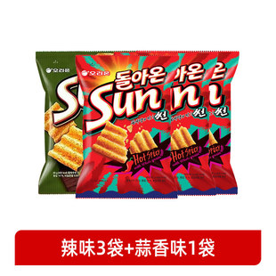 Korean Imported Food Orion Sun Corn Chips Spicy Garlic Flavor Wavy Potato Chips Trendy Puffed Snacks