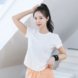 VFU New Korean Style Fitness Short Sleeve Women's Yoga Running Slim Line Breathable Solid Color Sports T-Shirt for Women