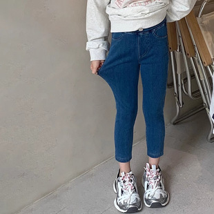 Girls High Elastic Soft Denim Skinny Pants 2024 Spring New Children Slim Fit Jeans Fashionable Spice Pencil Pants