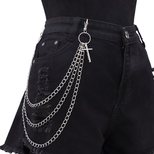Simple High-end Style Men's Pants Chain European and American Style Distinctive Street Disco Hanging Cross Pants Chain All-match Accessories