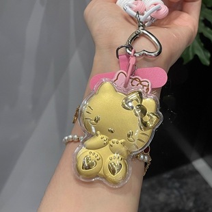 Gold 999 gold water shell gold cute cartoon KT cat mobile phone bag pendant birthday to send girlfriends wife