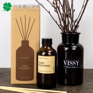 Factory in stock brown aromatherapy glass bottle lasting aromatherapy essential oil bottle without fire fragrance rattan incense glass bottle pendulum